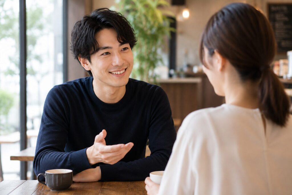 女性と話している男性